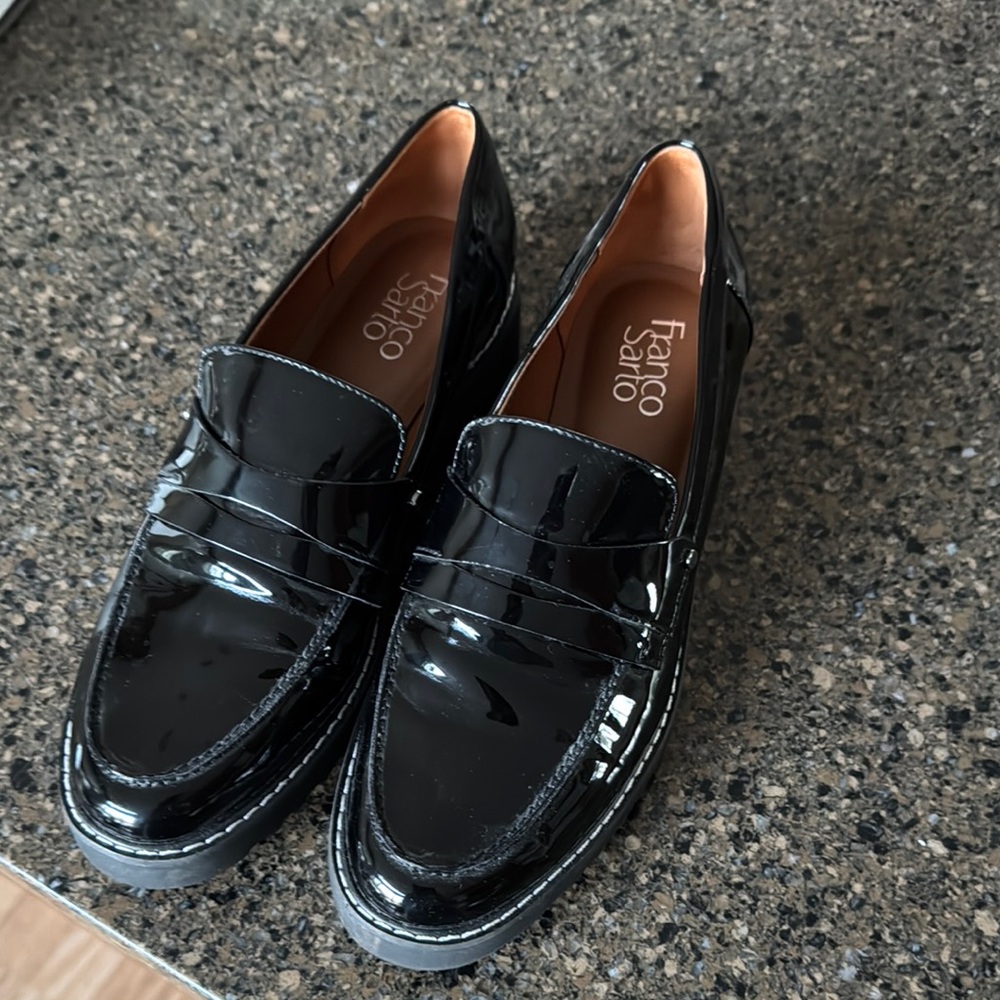 Franco Sarto Black Flats with Patent Leather Finish